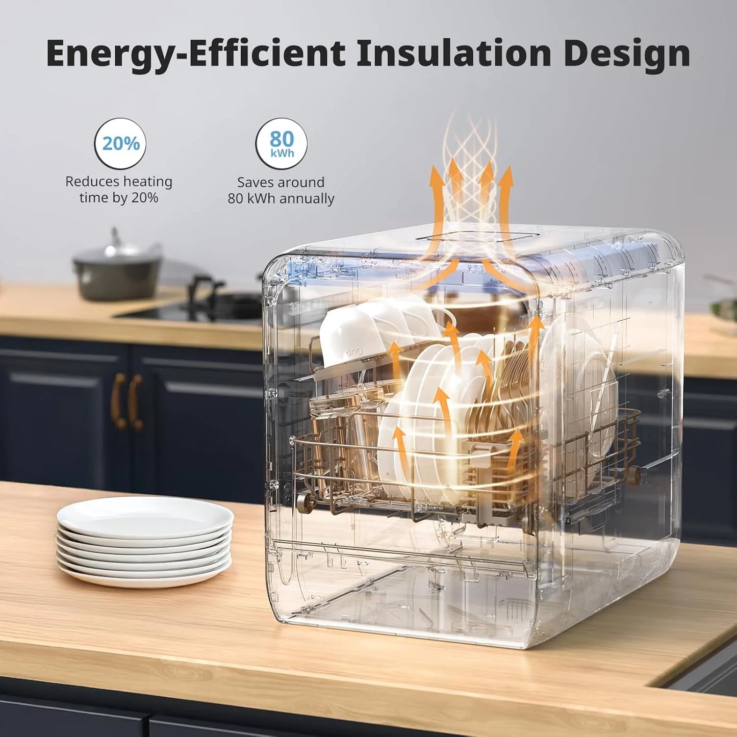 Ljustra Portable Countertop Dishwasher 5L 9 Programs Ultra-Narrow Design