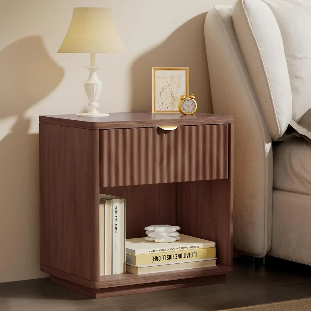Modern Nightstand with Drawers Minimalist Bedside Table for Bedroom