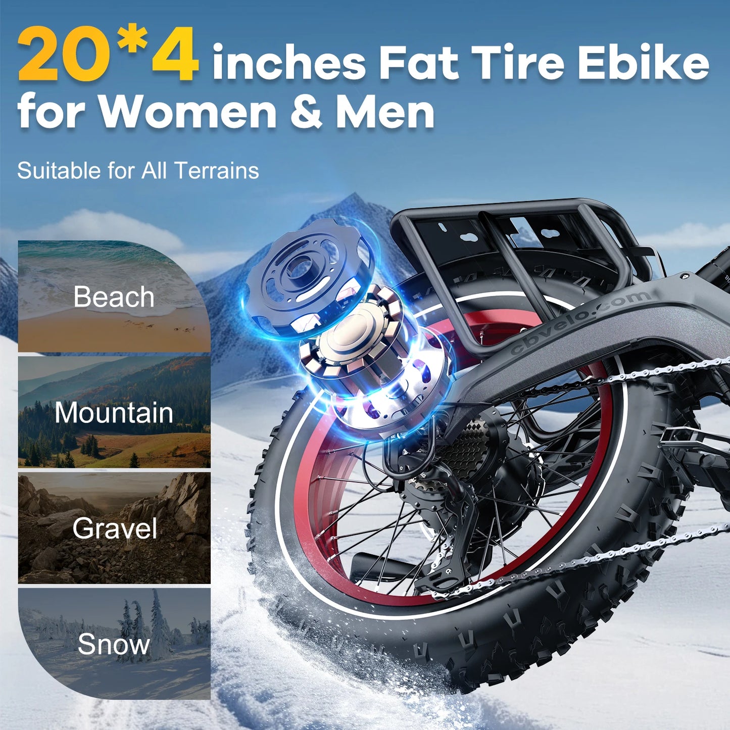 Ljustra 1000W Folding Electric Bike 35MPH 100Mile Range 20" Fat Tire