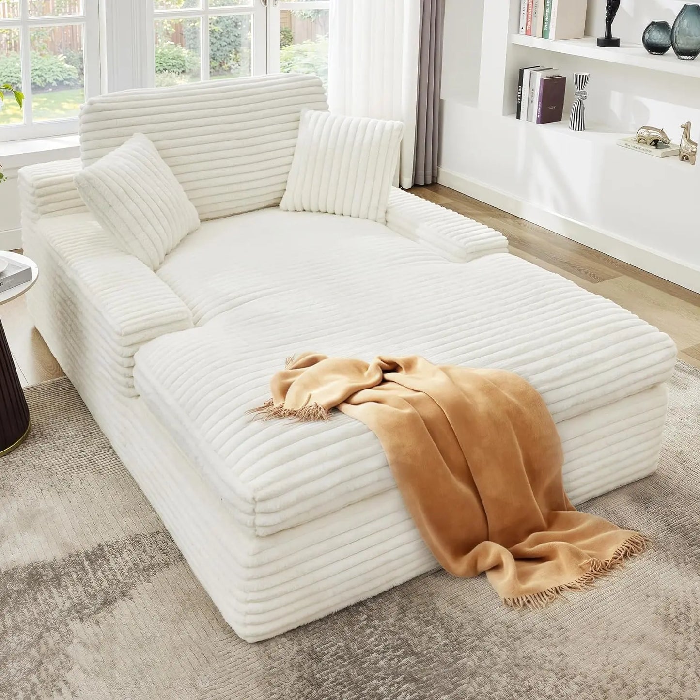 Oversized Chaise Lounge Sofa Chair Corduroy Memory Foam Reading Chair