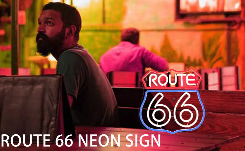 Route 66 LED Neon Sign Light Wall Decor Man Cave Bedroom Office