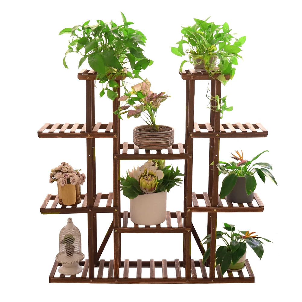 Wooden Plant Shelf Multi-Tier Display Stand for Indoor Outdoor Use