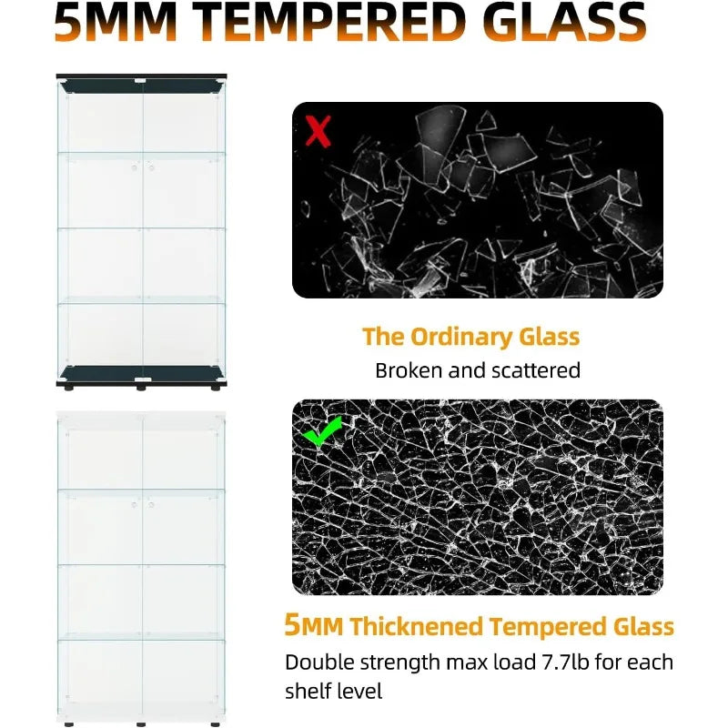Ljustra Glass Display Cabinet 4 Shelves Curio Cabinet for Living Room Office