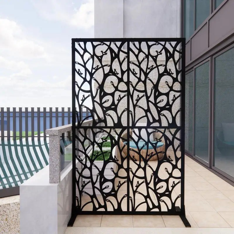 Black Metal Privacy Screen 3.8ft x 6ft Outdoor Indoor Divider