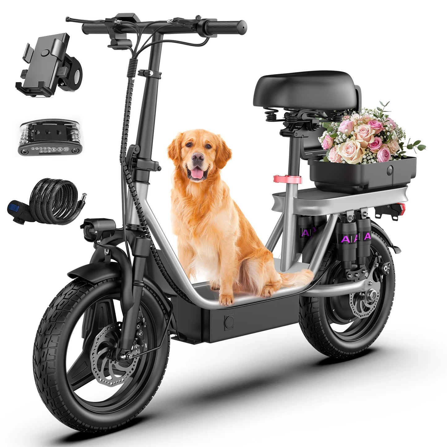 Adults Electric Scooter with Seat 700W 30 Mile Range Foldable E-Scooter