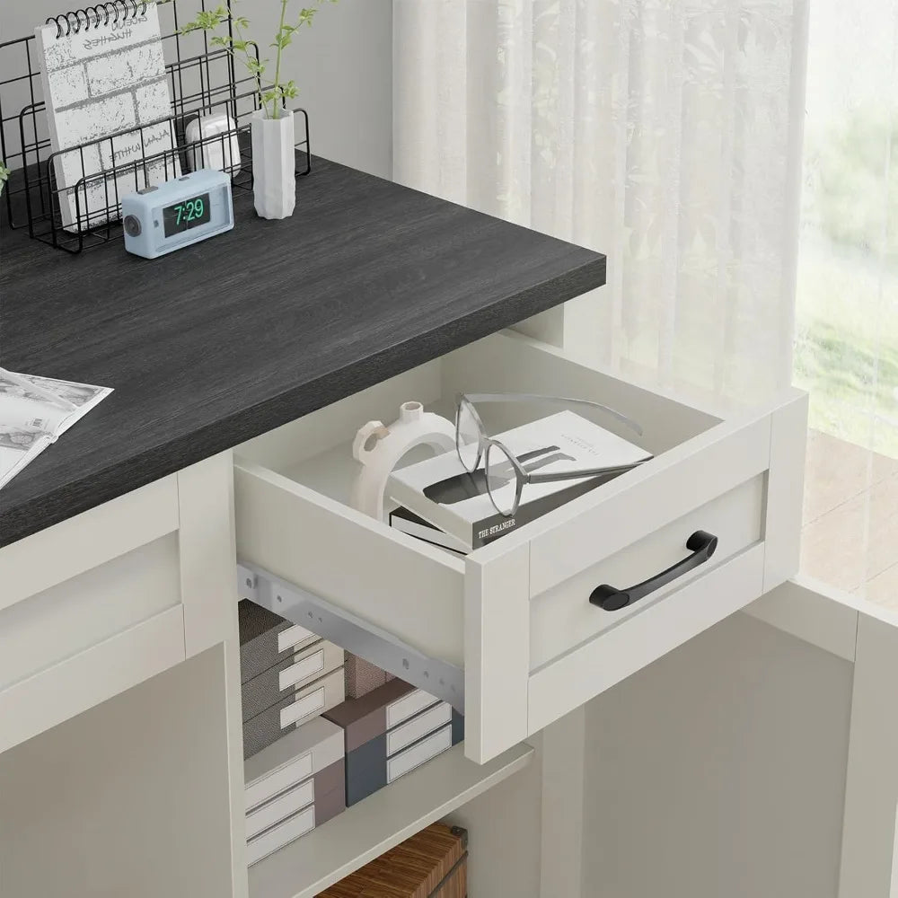 Farmhouse Executive Desk 47" Computer Desk with Storage for Home Office