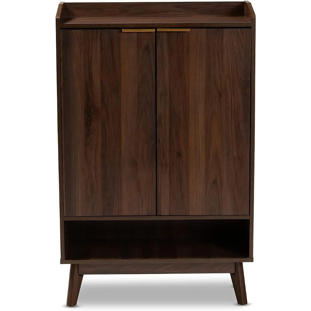 Lena Mid-Century Modern 5-Shelf Wood Entryway Shoe Cabinet Furniture