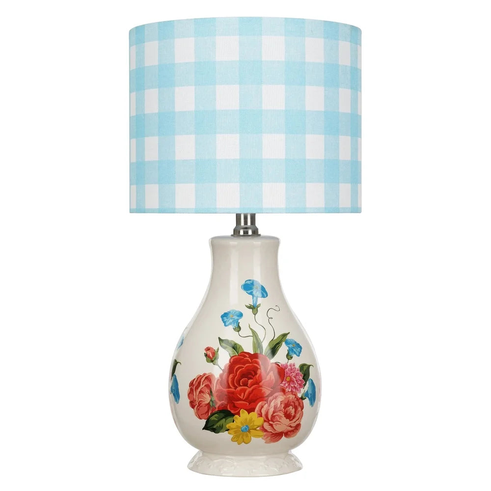 Ceramic Floral Design Table Lamp Energy Efficient Rustic Home Decor