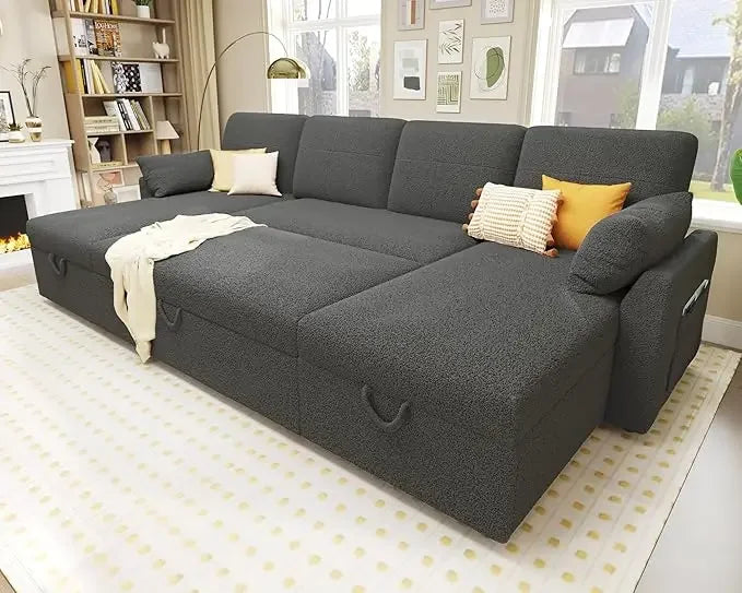 Ljustra 110" Oversized U-Shape Sleeper Sofa with Reversible Chaise & Storage