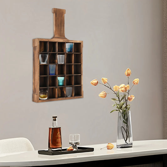 Hanging Wine Rack Glass Display Stand 25-Compartment Storage Cabinet