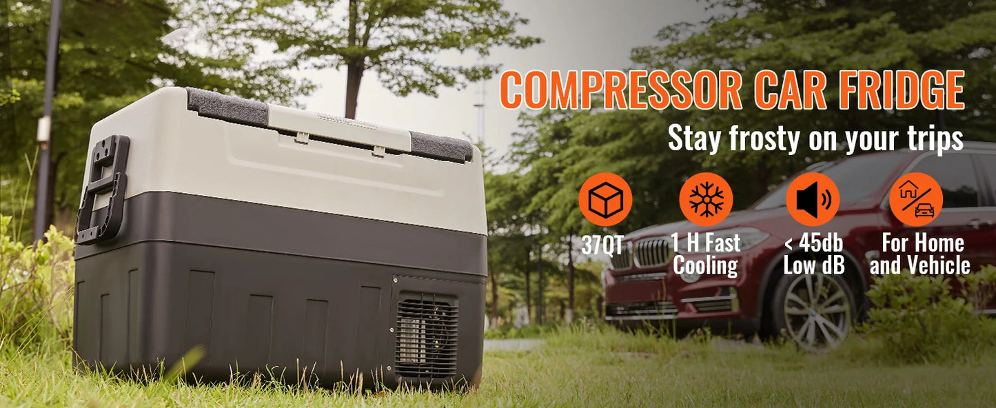 Ljustra Portable 35L Car Refrigerator with Wheels for Camping Travel