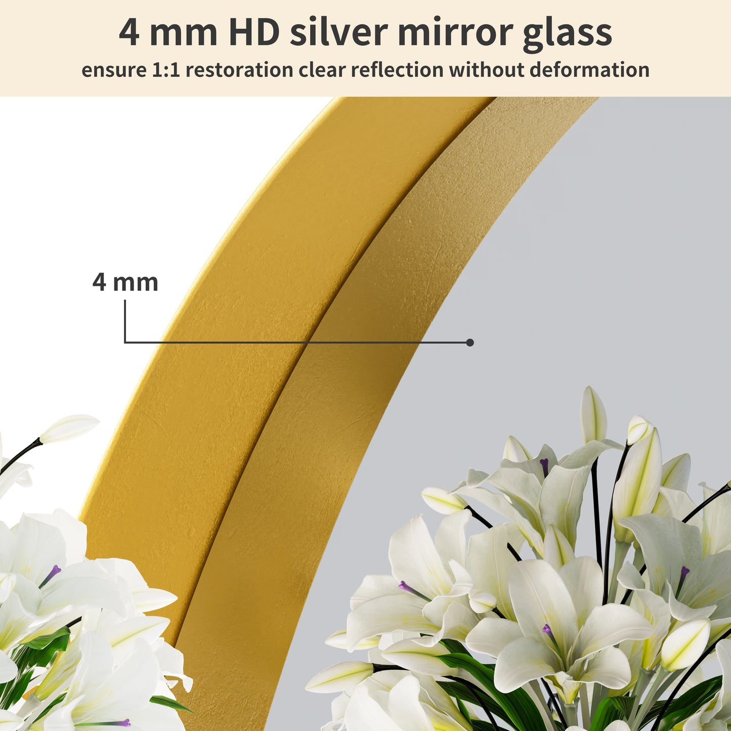 Oval Wall Mounted Mirror Brushed Gold Aluminum Accent Mirror Decor