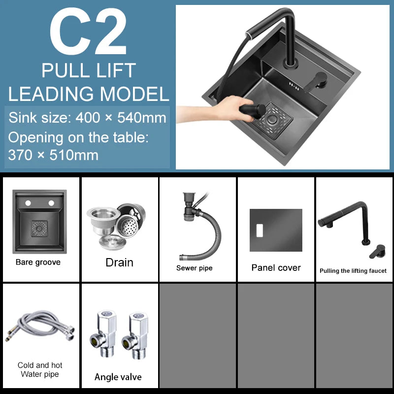 Hidden Stainless Steel Bar Sink Undermount Mini RV Washbasin Multifunctional