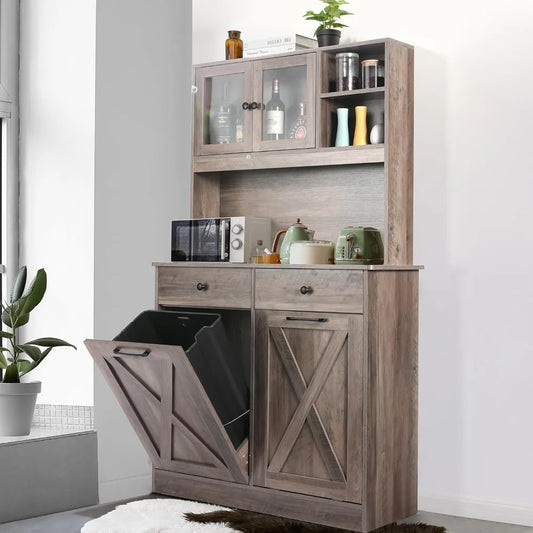 Dual Tilt Out Trash Storage Cabinet Kitchen Sideboard Cupboard