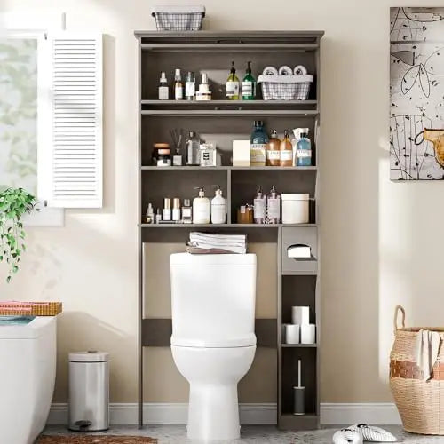 Vabches Over the Toilet Storage Cabinet Bathroom Organizer Wooden Rack