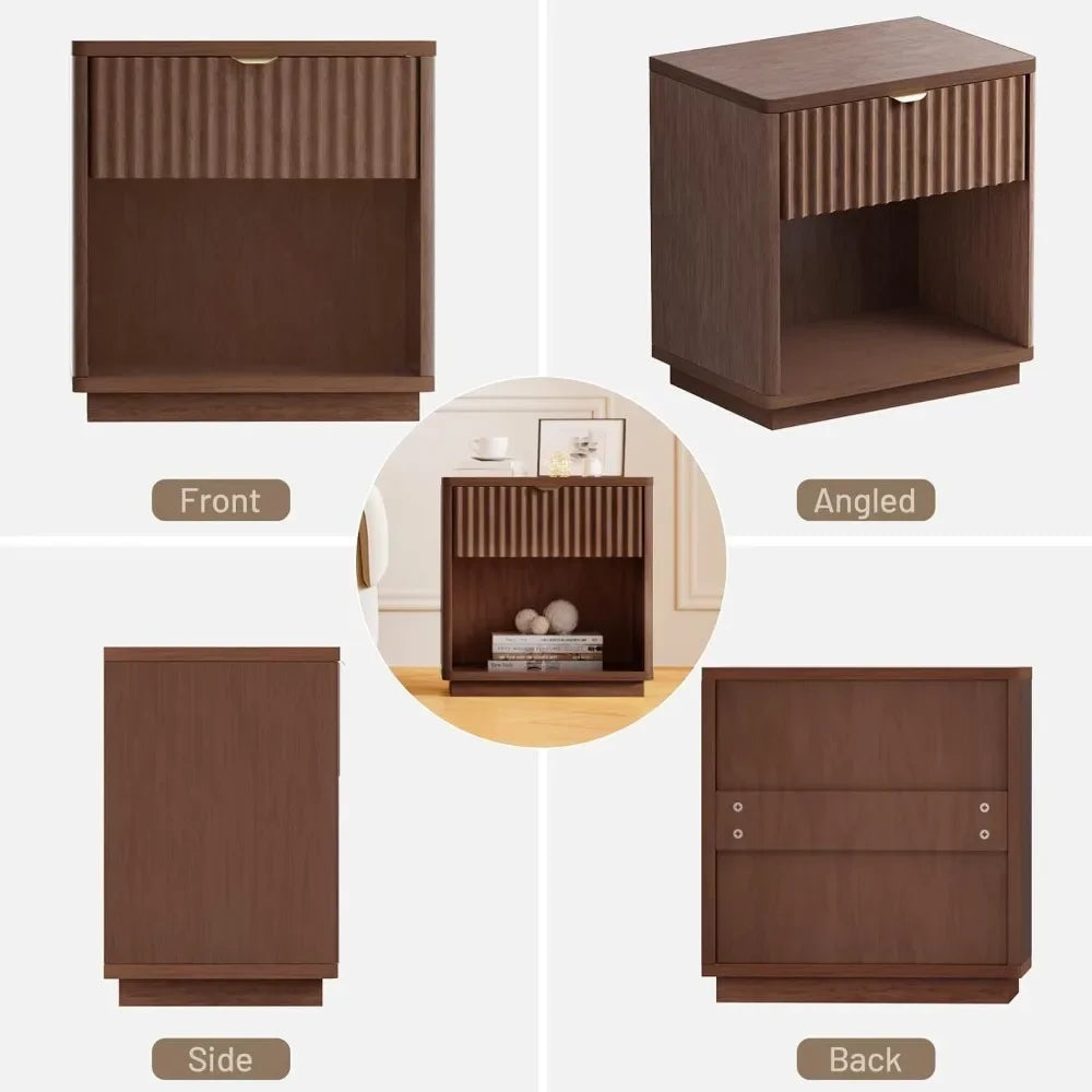 Modern Nightstand with Drawers Minimalist Bedside Table for Bedroom