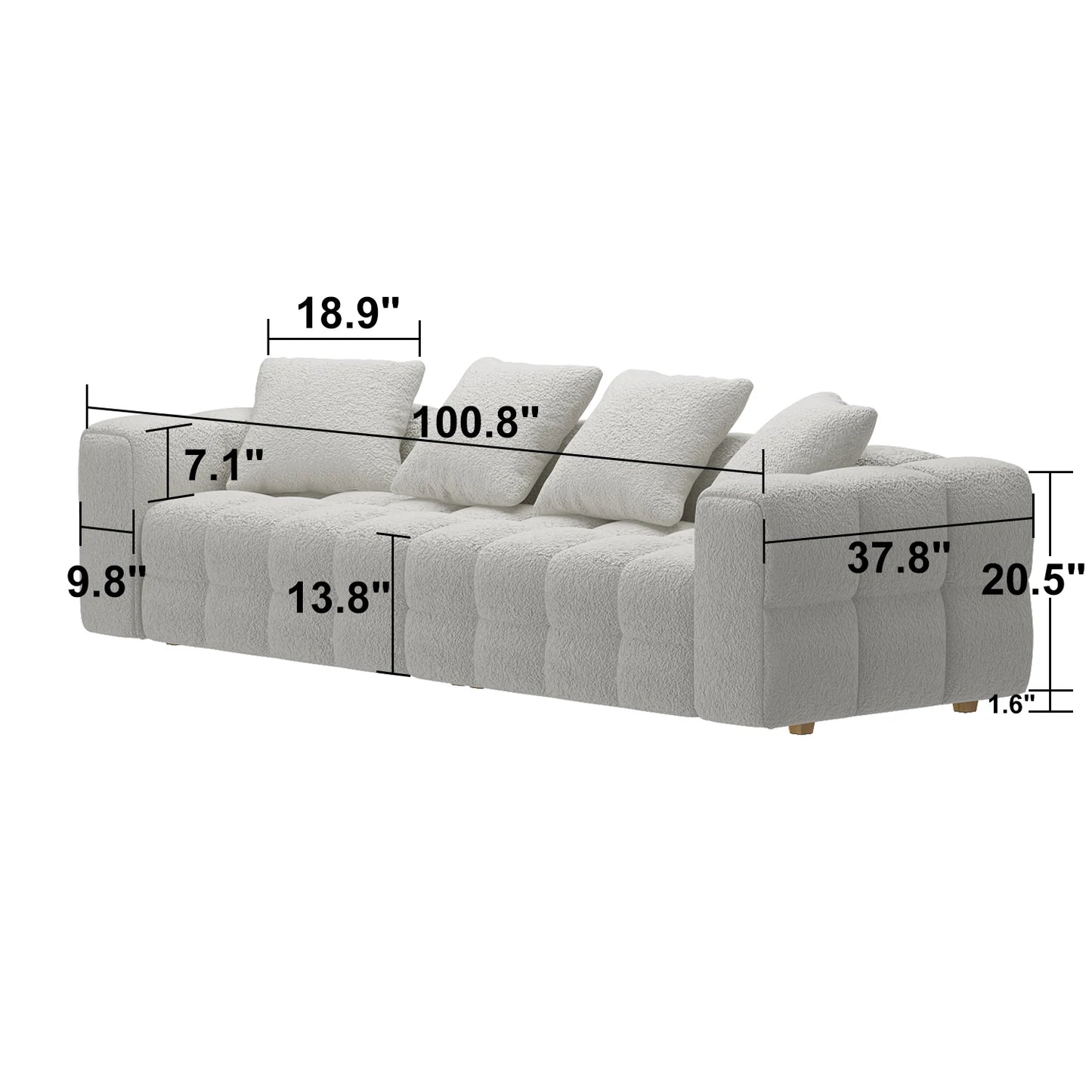 Ljustra Elegant Velvet Sofa Modern 4 Seater Couch for Living Room