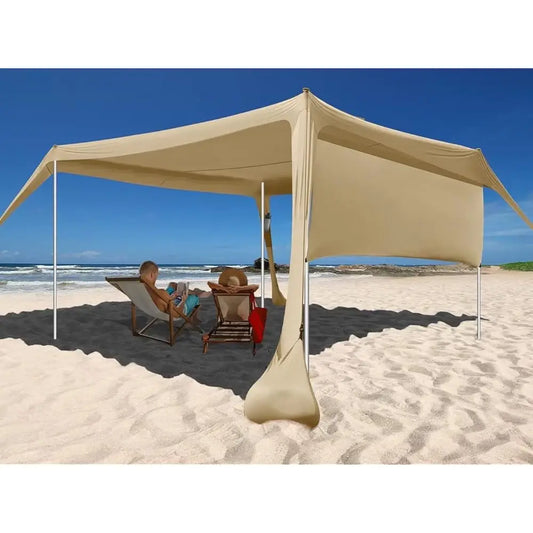 Beach Canopy Tent Shade 10x10Ft UPF50+ Windproof Water Resistant