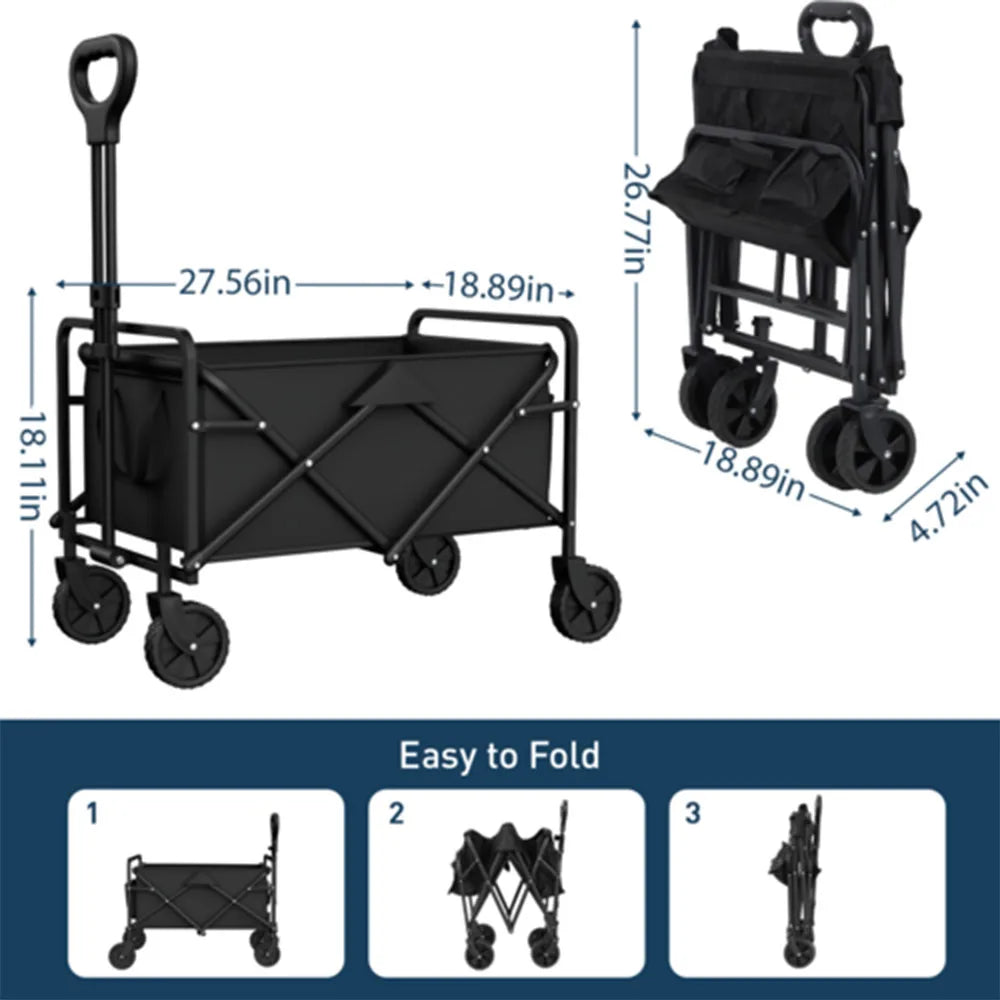 Foldable Garden Wagon Cart Portable Multi-function Trolley for Outdoor Use