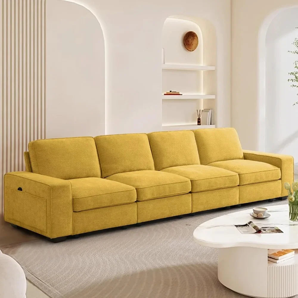 Ljustra 128in 4-Seater Modular Sofa Couch Seat Storage Chenille Fabric Living Room Office