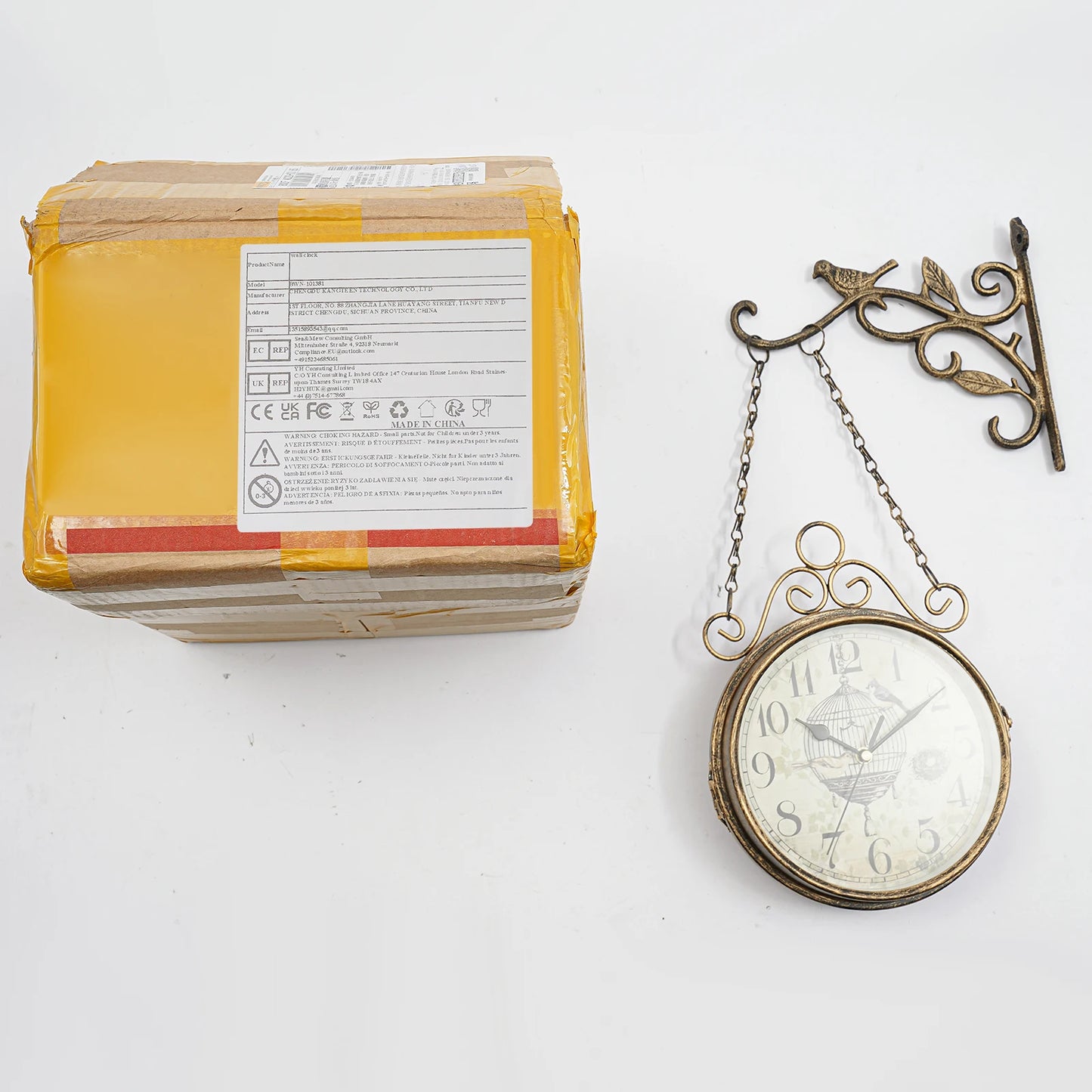 Double Sided Iron Wall Clock Vintage Round Design for Living Room Decor