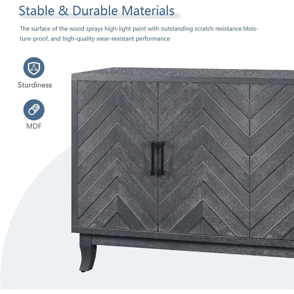 Vintage Sideboard Buffet Cabinet Storage Console Table with 4 Doors