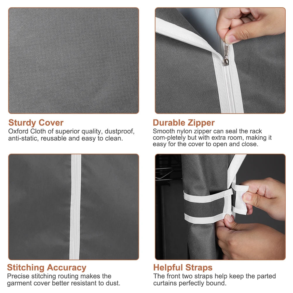 Portable Storage Closet with Wheels Heavy Duty Garment Rack with Cover