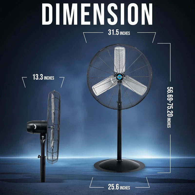 Tornado 30 Inch High Velocity Non-Oscillating Metal Pedestal Fan