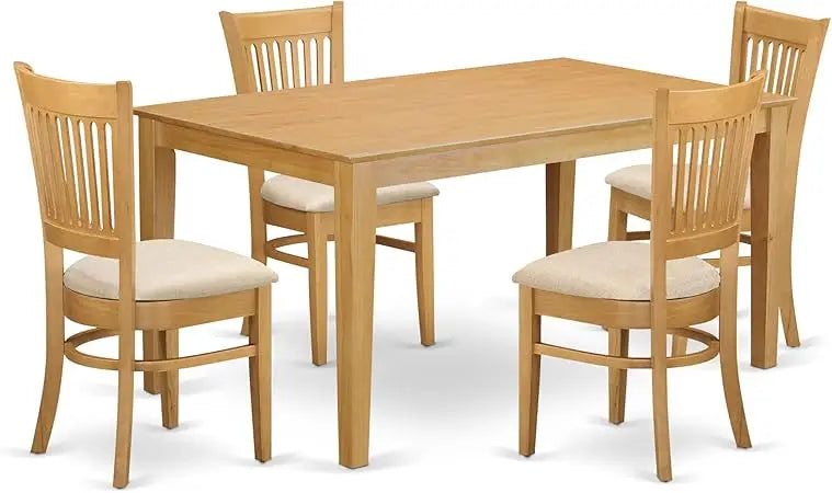 Ljustra 7 Piece Dining Table Set Rectangular Wooden Table 6 Chairs