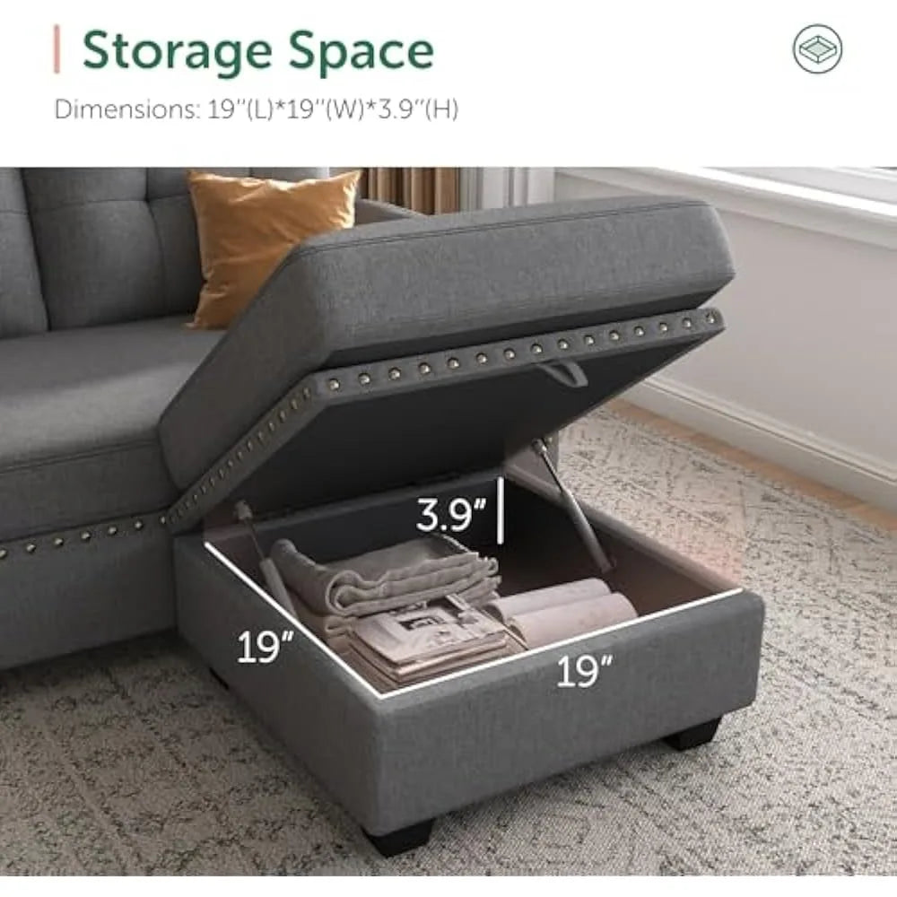 Ljustra Reversible L Shaped Sectional Sofa Couch for Small Spaces