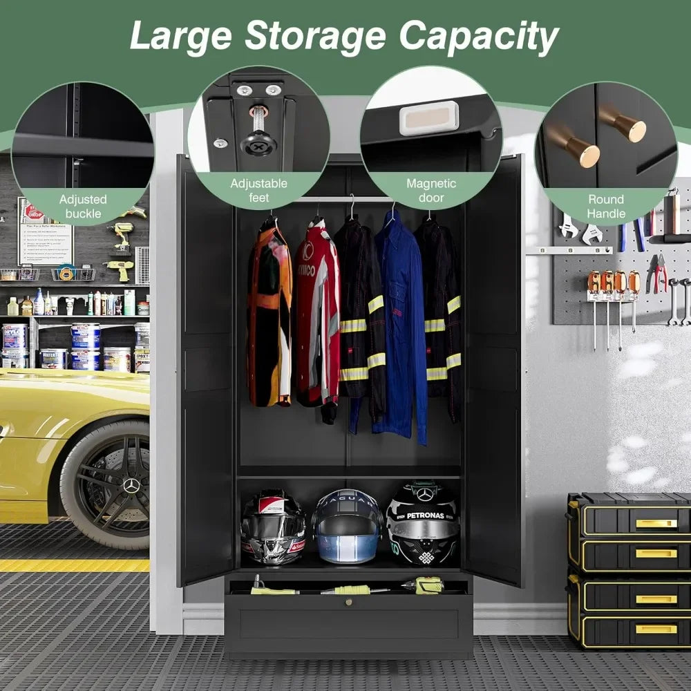 Ljustra Metal Wardrobe Closet Cabinet Armoire Storage with Drawer