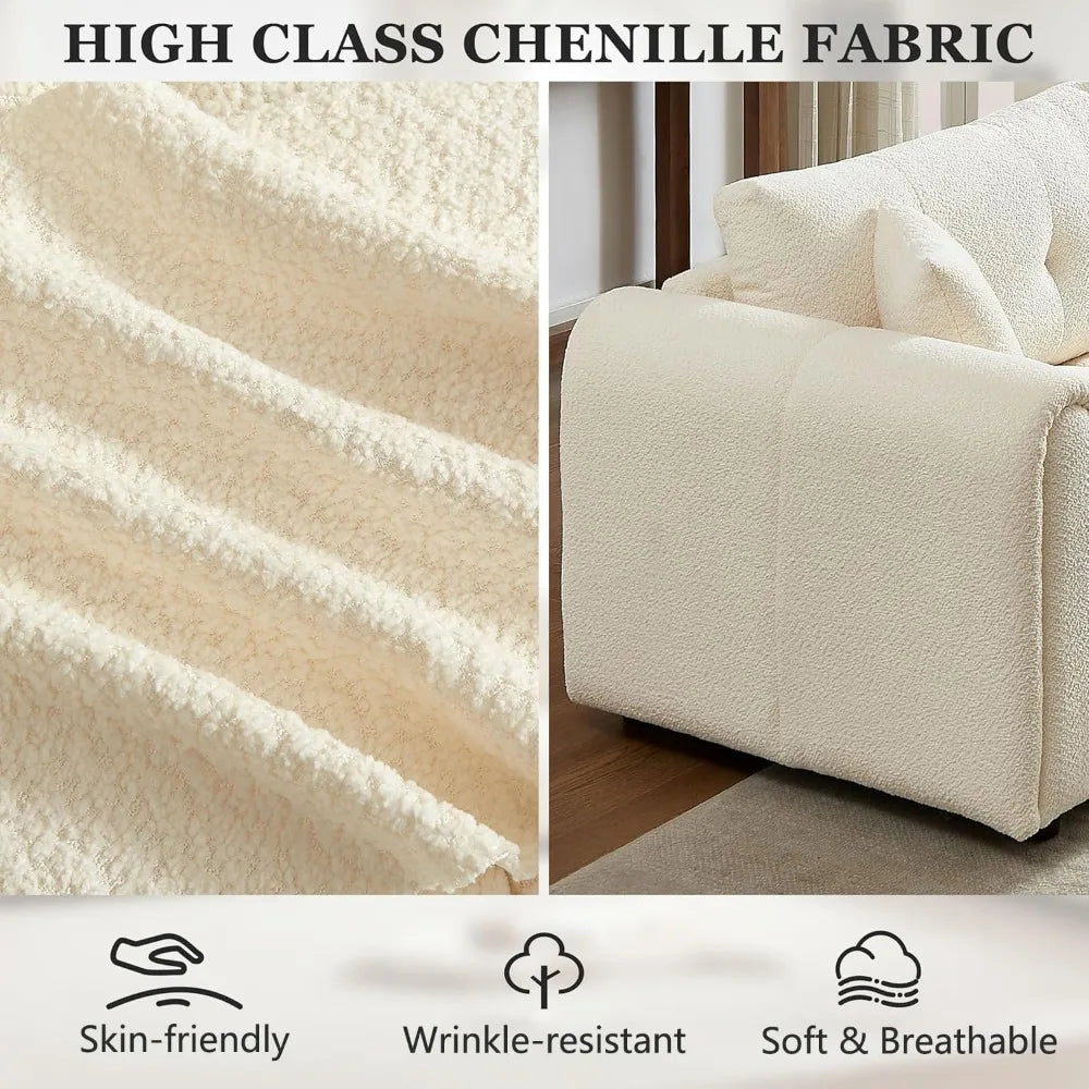 Ljustra 91.5" Boucle Cloud Sofa Modern Couch 3-Seater Living Room