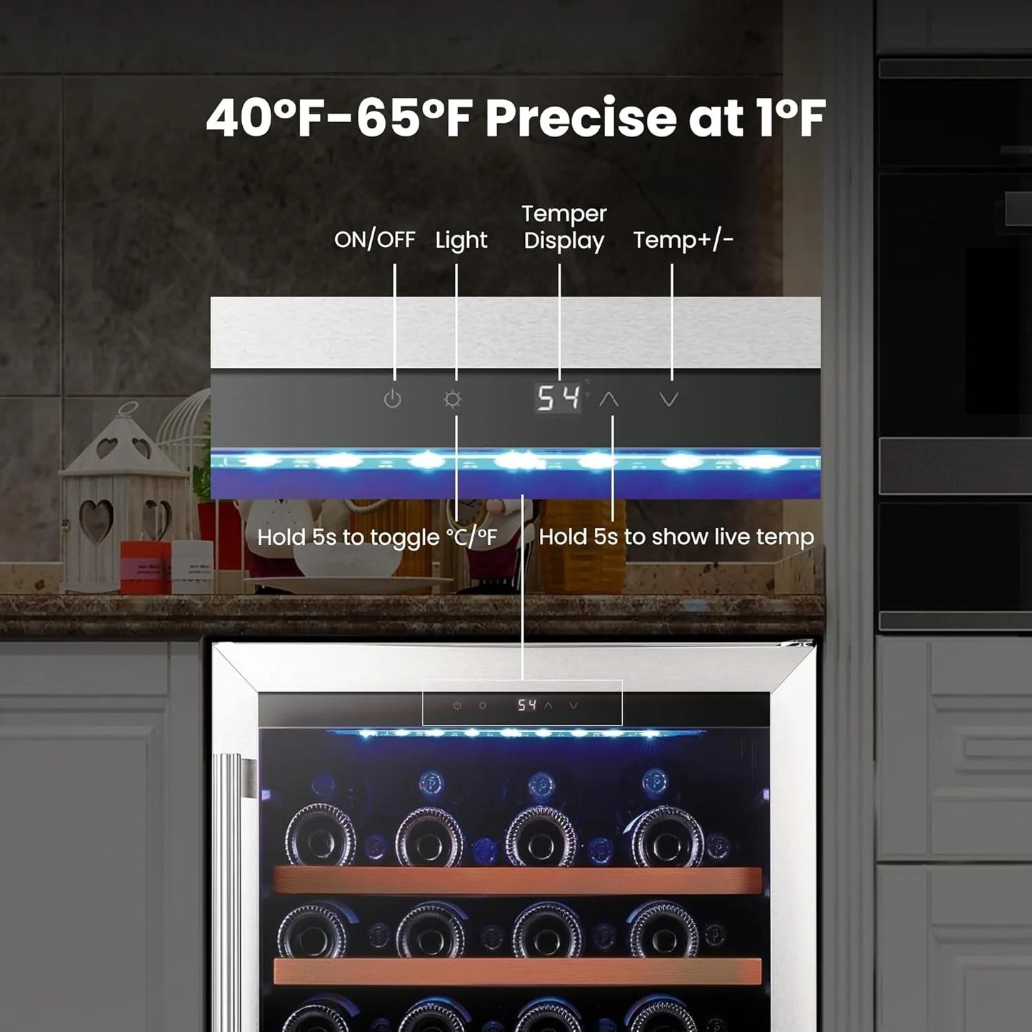 Ljustra 24 Inch Built-In Wine Cooler 47 Bottle Dual Zone Fridge