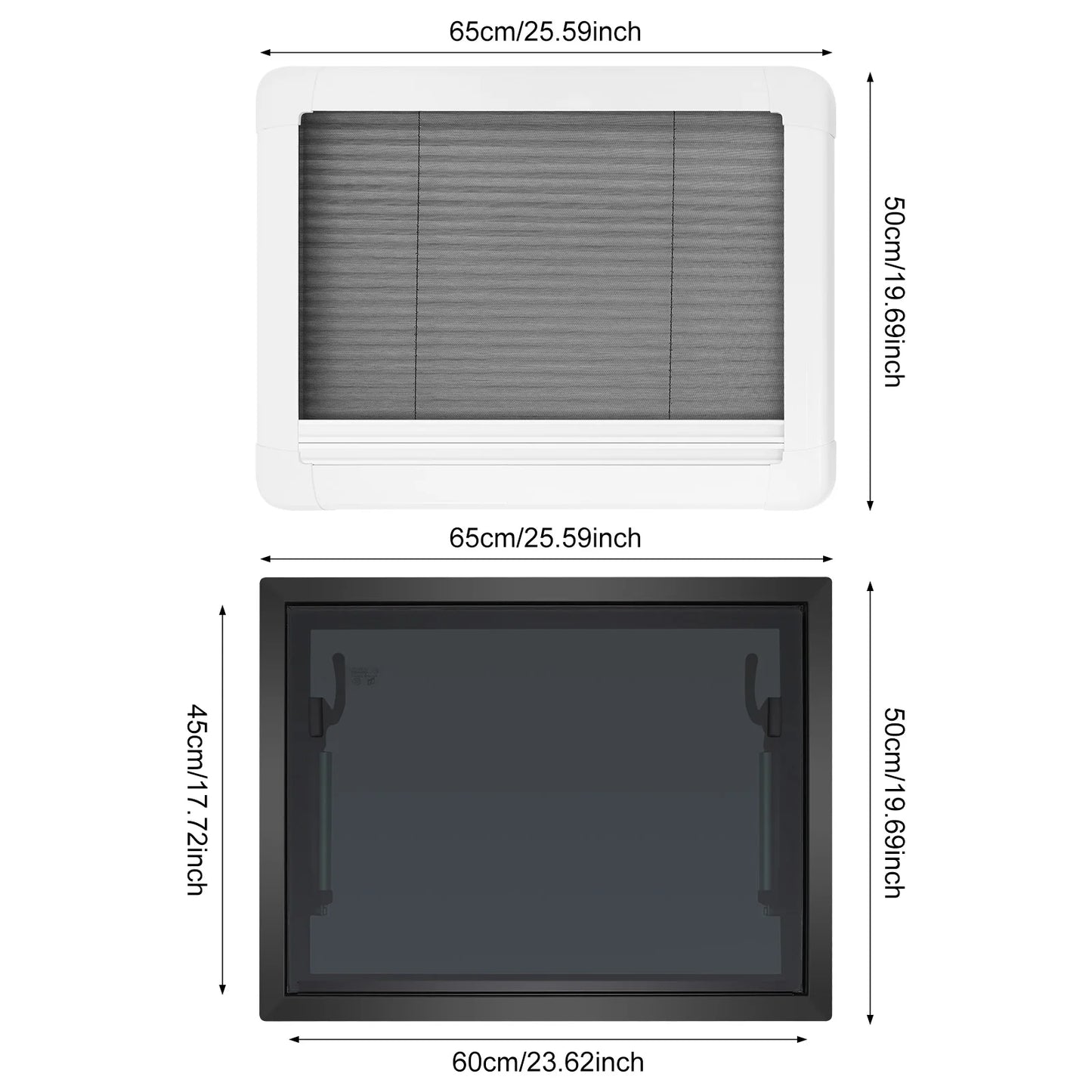 RV Push-out Window Aluminum Alloy Tempered Glass 65 Degree Lockable Handle