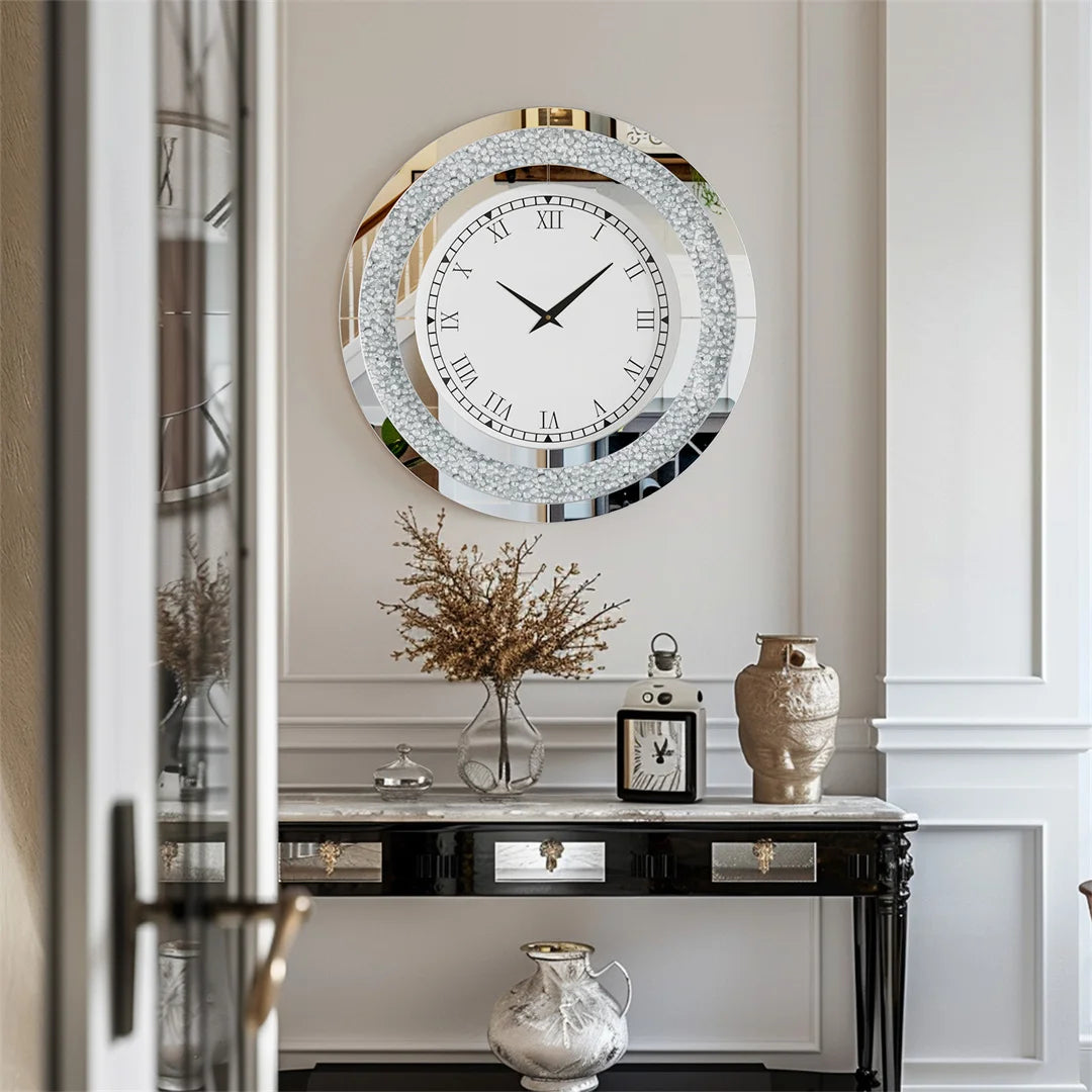 Ljustra 32inch Modern 3D Wall Clock Large Diamond Crystal Home Decor