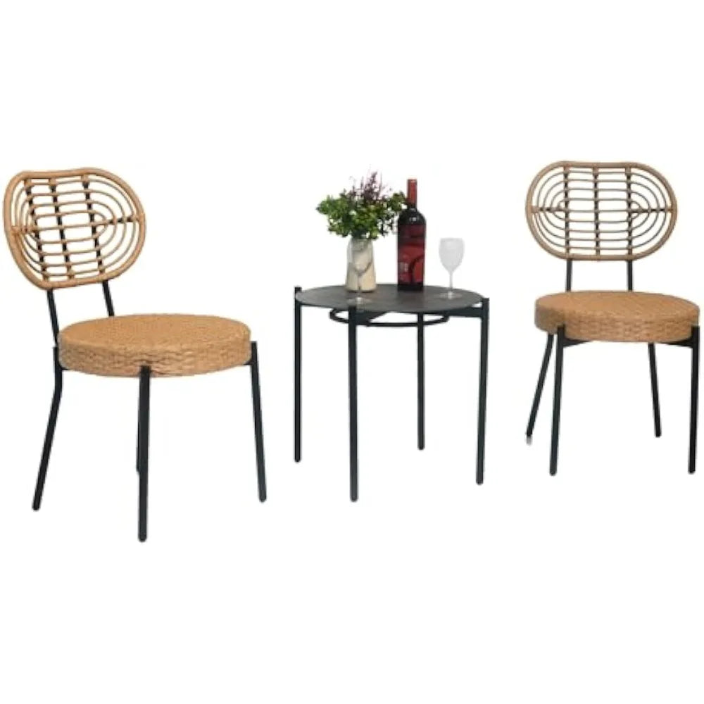 Ljustra Outdoor Wicker Furniture Set 3 Pcs Bistro Table Chair Combo