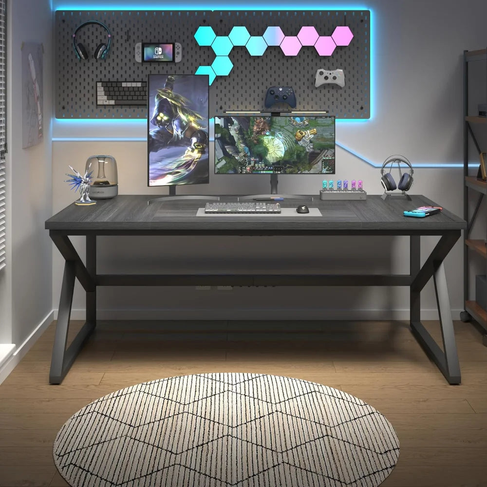 Extra Long Industrial Computer Desk for Home Office Large Workstation