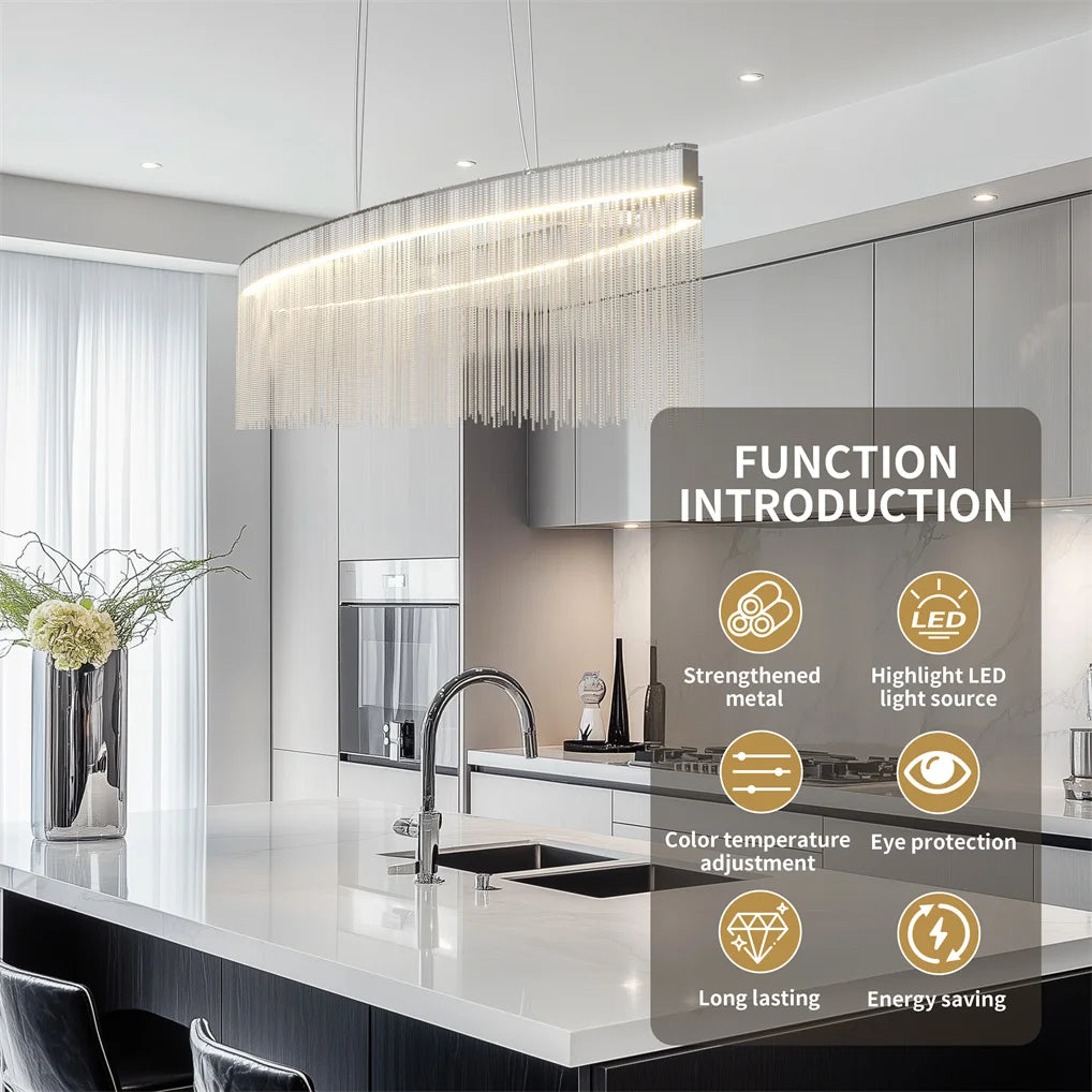 Modern Crystal Chandelier Pendant Light Fixture for Dining Room