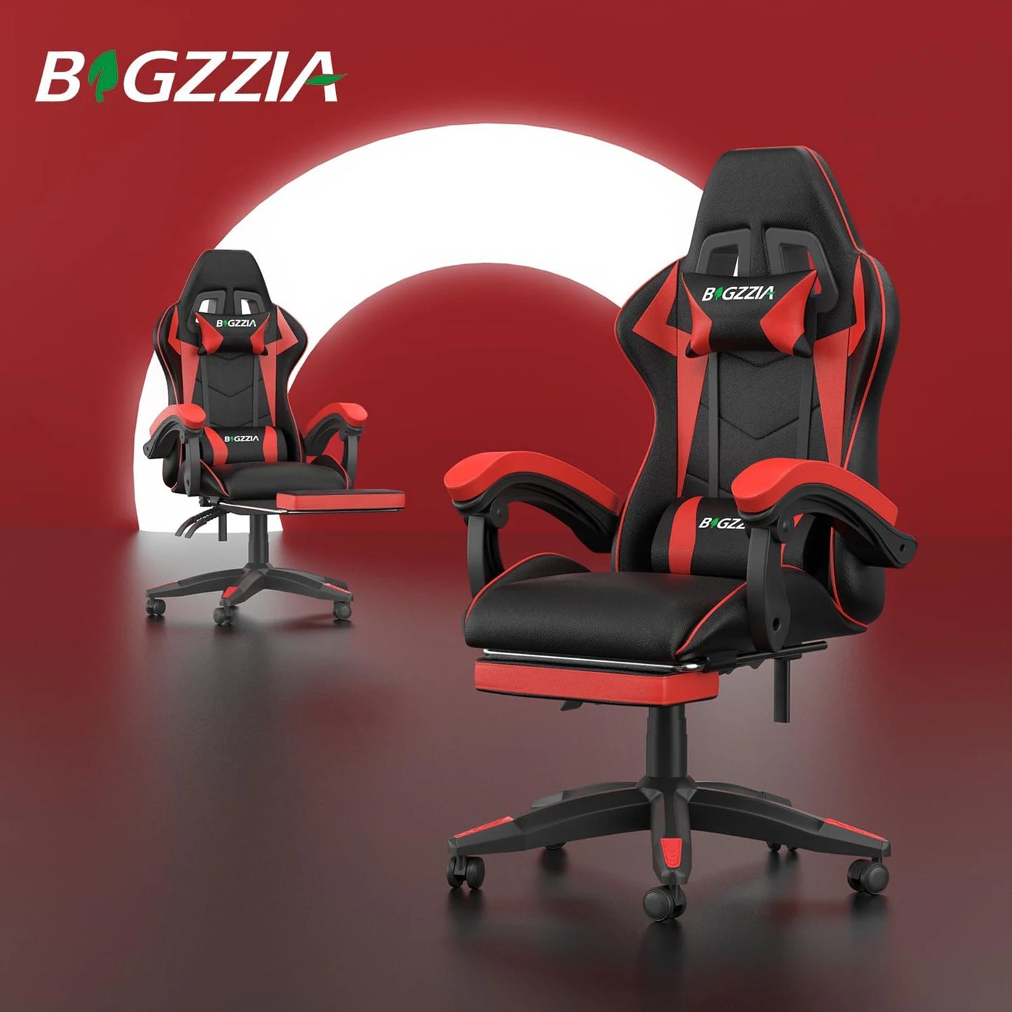 Gaming Chair with Footrest Ergonomic Adjustable Lumbar Support Chair