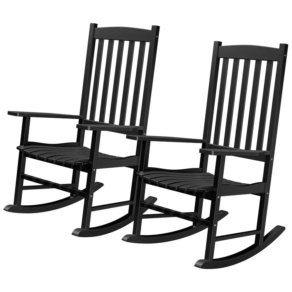 2PCS Rocking Chair Garden Porch Rocker High Back Armchair Indoor Outdoor