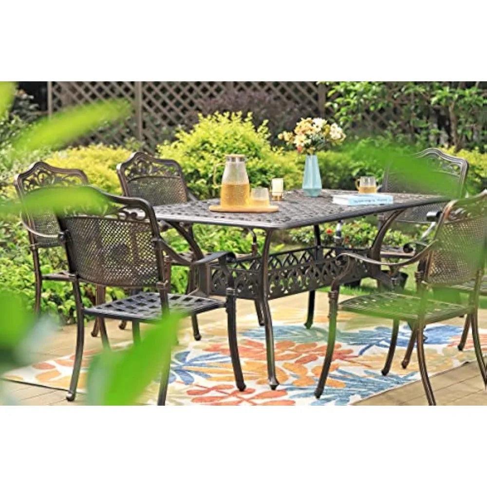 Ljustra 6-Person Cast Aluminium Outdoor Dining Table with Umbrella Hole