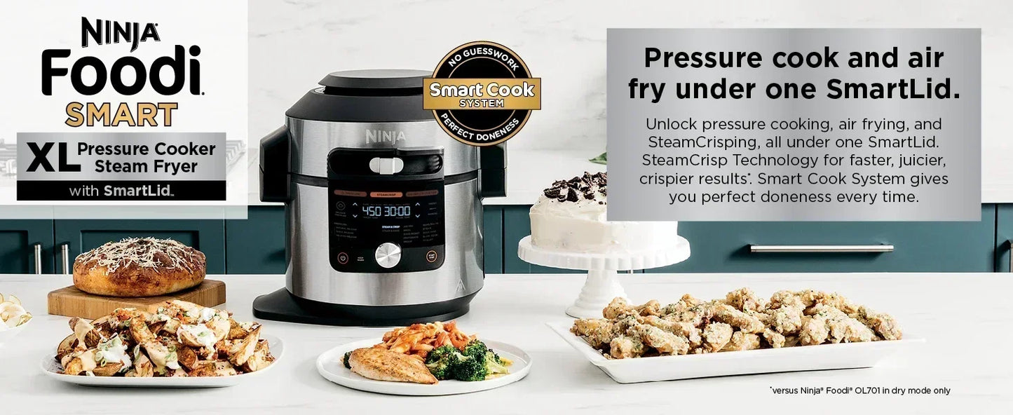 Ninja Foodi 14-in-1 XL 8 Quart Pressure Cooker Steam Fryer SmartLid Thermometer