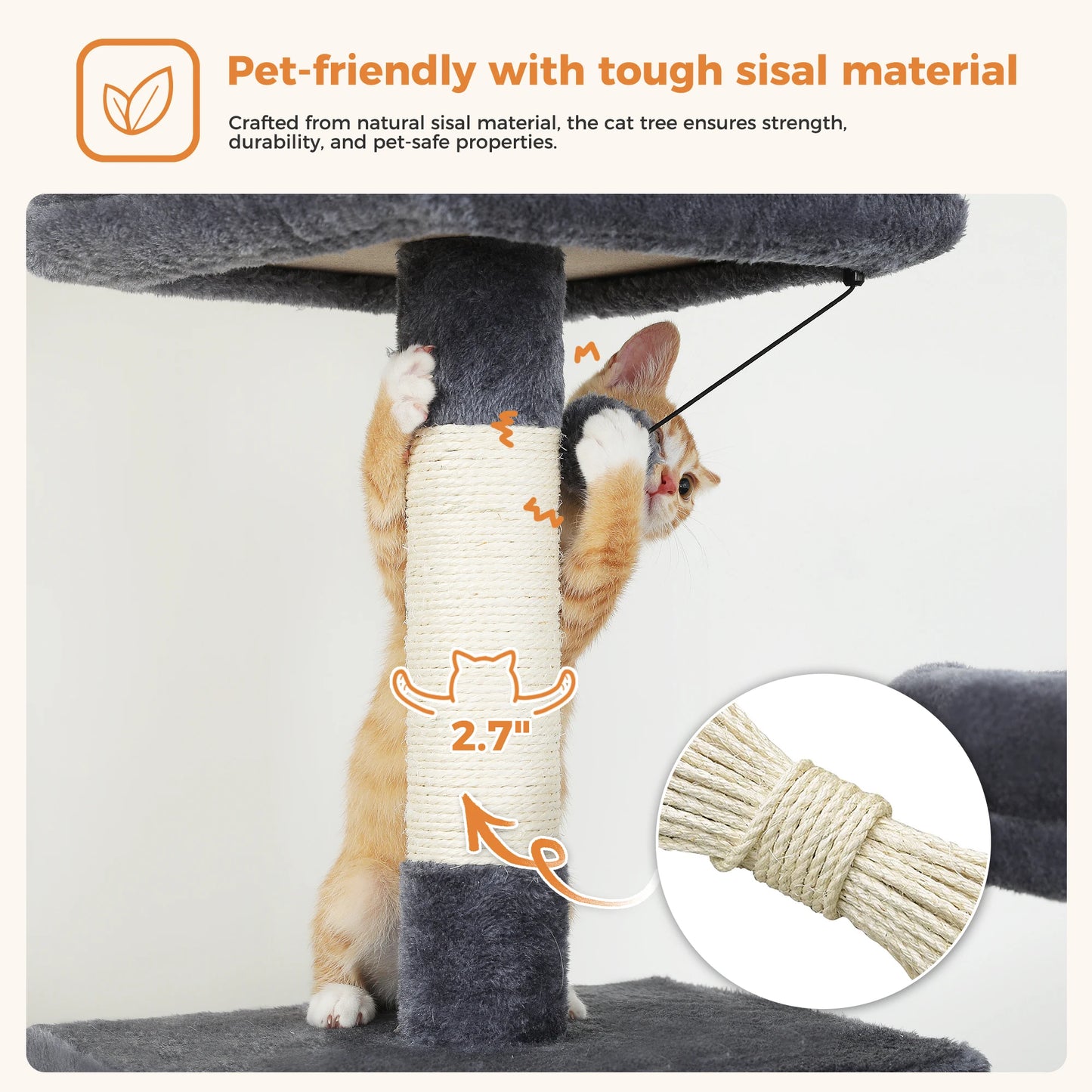 Multi-Level Cat Tree Indoor Tower with Scratching Posts Hammock Condo