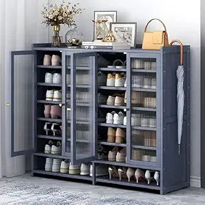 Bamboo Shoe Cabinet 8-Tier Freestanding Storage Organizer Rack for Shoes