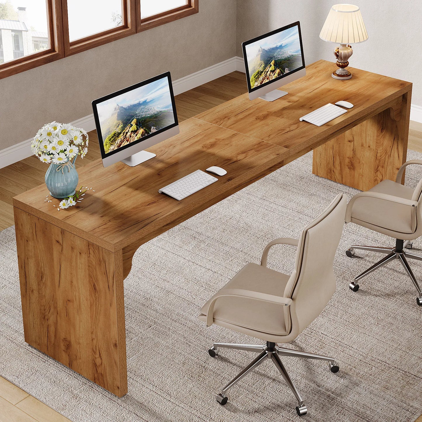 Ljustra 78.7 Inch Long Computer Desk Modern Double Workstation Office Desk