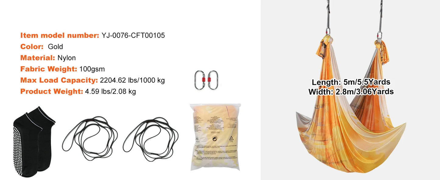 Ljustra Aerial Yoga Hammock Swing 5.5 Yards Full Rigging Hardware Fitness