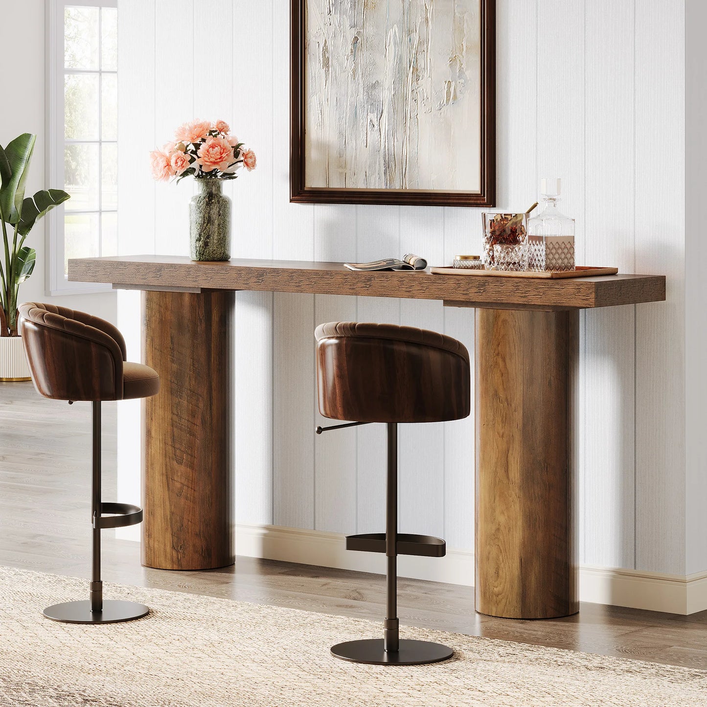 Ljustra 63" Long Bar Table Narrow Kitchen Counter Height Pub Table