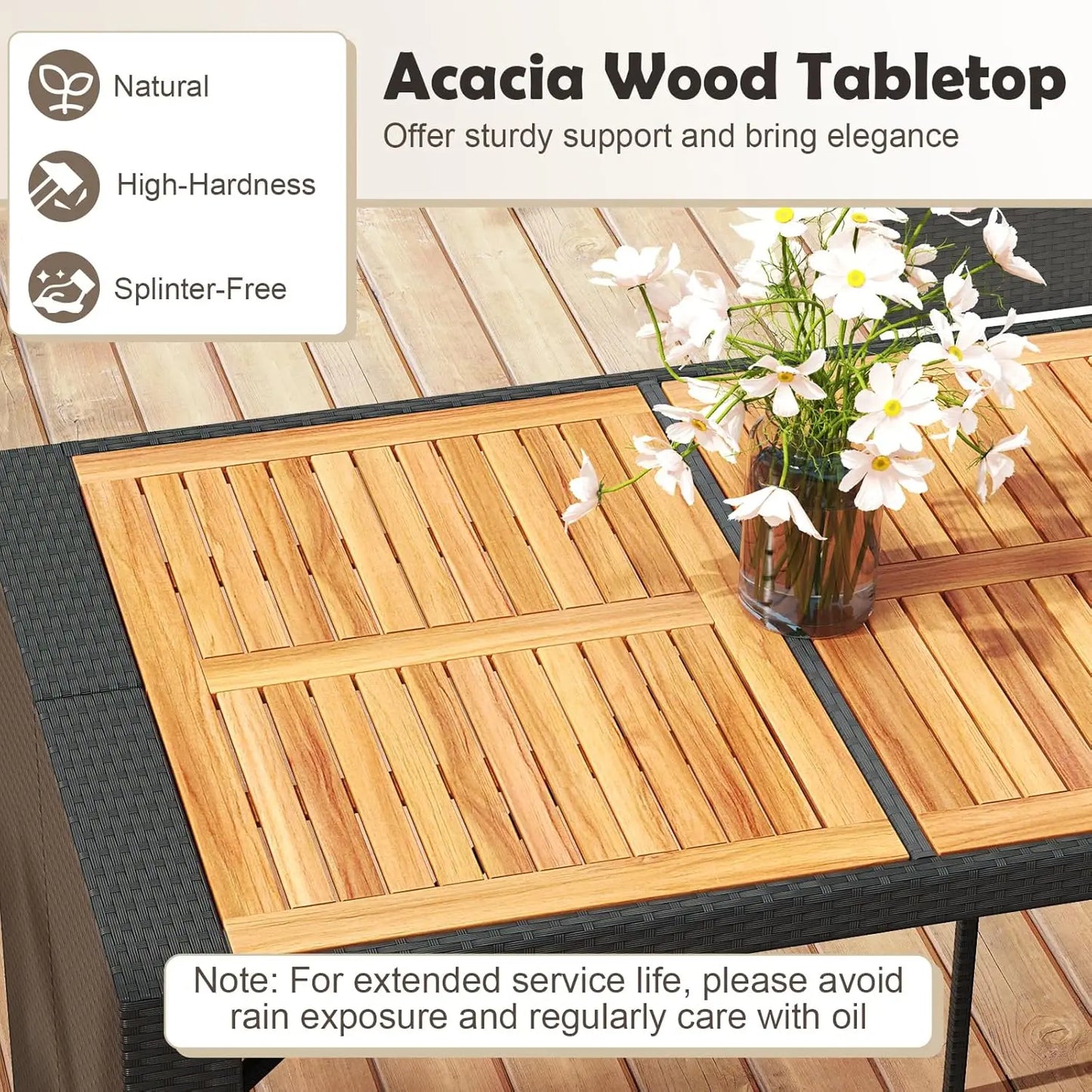 7 Piece Outdoor Bar Set Wicker Rattan Dining Table 6 Bar Stools