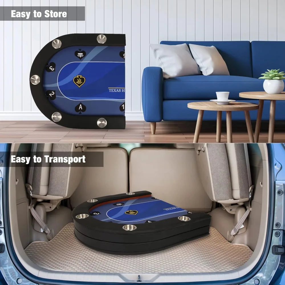 Poker Table for 10 Players 84 Inch Foldable with Stainless Steel Cup Holders