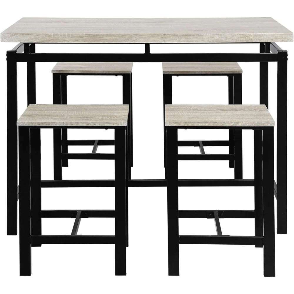 5 Piece Pub Table Set Dining Height Table for Kitchen Living Room